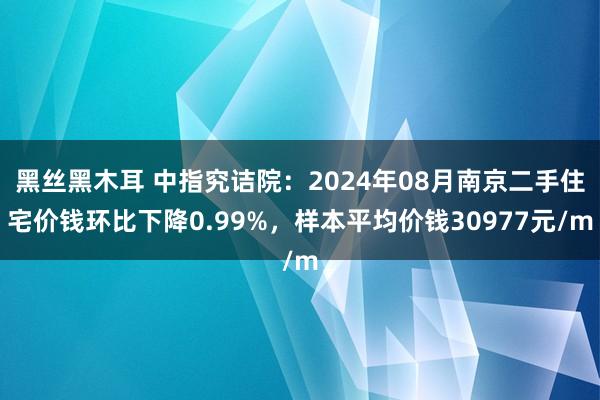 黑丝黑木耳 中指究诘院：2024年08月南京二手住宅价钱环比下降0.99%，样本平均价钱30977元/m