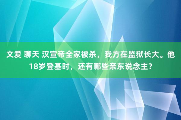 文爱 聊天 汉宣帝全家被杀，我方在监狱长大。他18岁登基时，还有哪些亲东说念主？