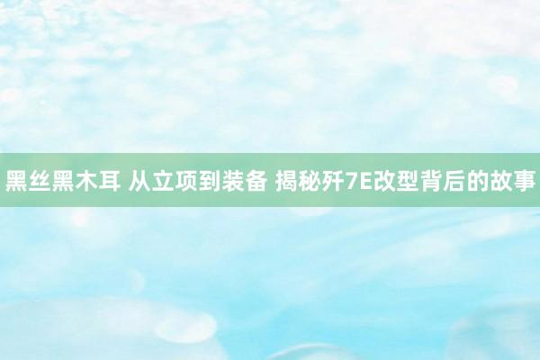 黑丝黑木耳 从立项到装备 揭秘歼7E改型背后的故事