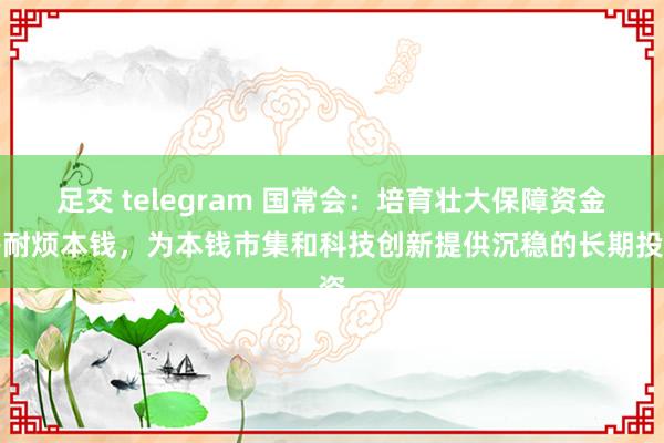 足交 telegram 国常会：培育壮大保障资金等耐烦本钱，为本钱市集和科技创新提供沉稳的长期投资