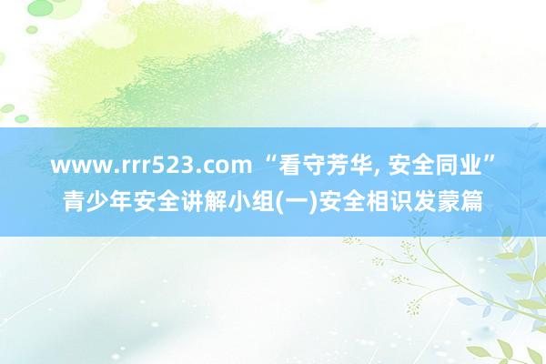 www.rrr523.com “看守芳华， 安全同业”青少年安全讲解小组(一)安全相识发蒙篇