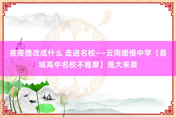 夜夜撸改成什么 走进名校——云南缓慢中学【县域高中名校不雅摩】强大来袭