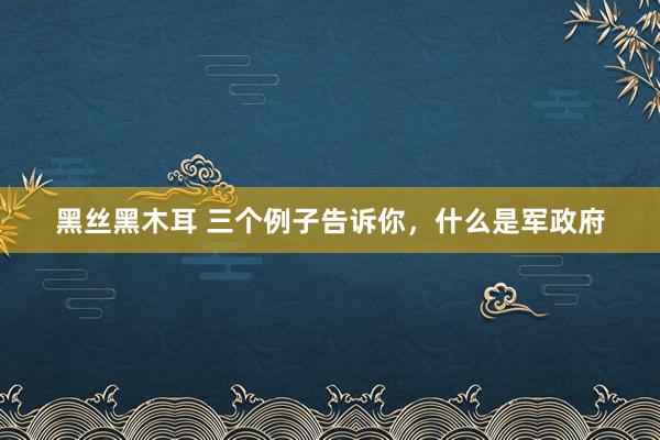 黑丝黑木耳 三个例子告诉你，什么是军政府