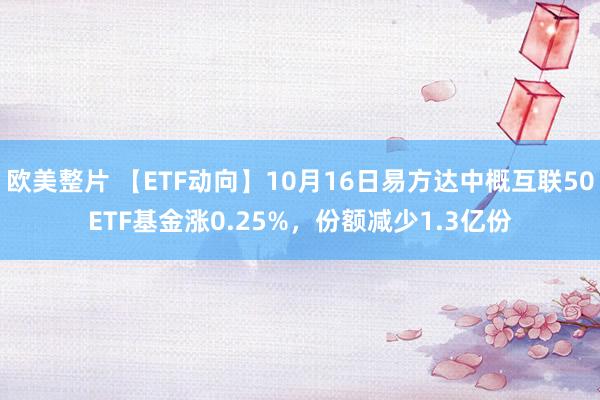 欧美整片 【ETF动向】10月16日易方达中概互联50ETF基金涨0.25%，份额减少1.3亿份