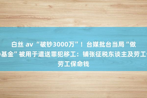 白丝 av “破钞3000万”！台媒批台当局“做事清静基金”被用于遣送罪犯移工：铺张征税东谈主及劳工保命钱