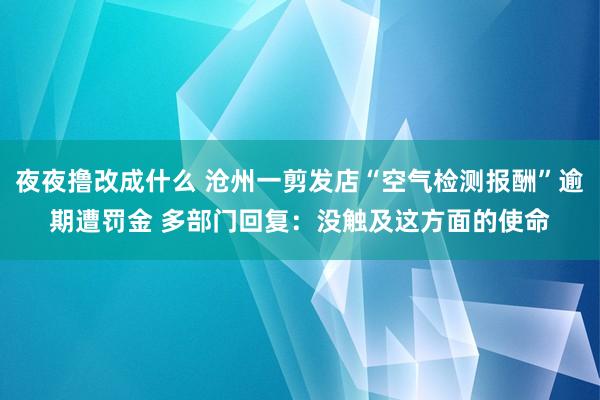 夜夜撸改成什么 沧州一剪发店“空气检测报酬”逾期遭罚金 多部门回复：没触及这方面的使命