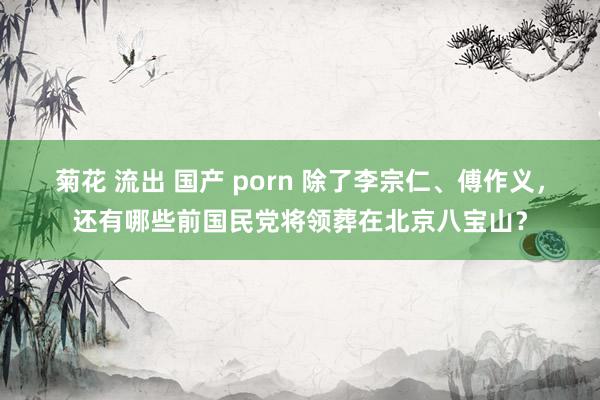 菊花 流出 国产 porn 除了李宗仁、傅作义，还有哪些前国民党将领葬在北京八宝山？