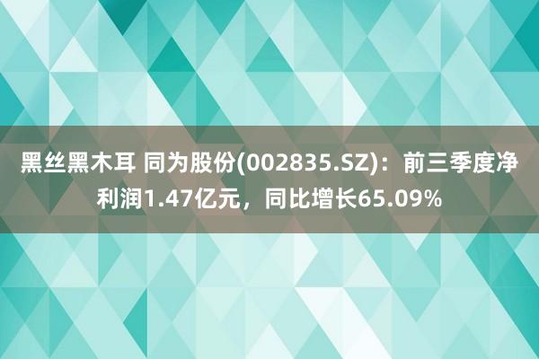 黑丝黑木耳 同为股份(002835.SZ)：前三季度净利润1.47亿元，同比增长65.09%