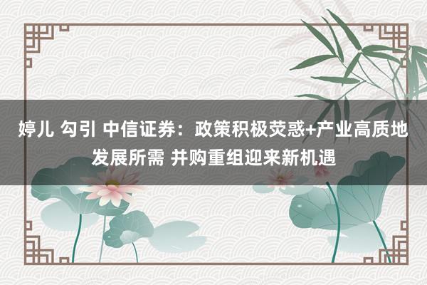 婷儿 勾引 中信证券：政策积极荧惑+产业高质地发展所需 并购重组迎来新机遇