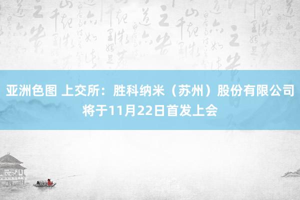 亚洲色图 上交所：胜科纳米（苏州）股份有限公司将于11月22日首发上会