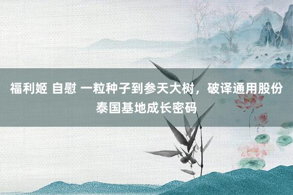 福利姬 自慰 一粒种子到参天大树，破译通用股份泰国基地成长密码