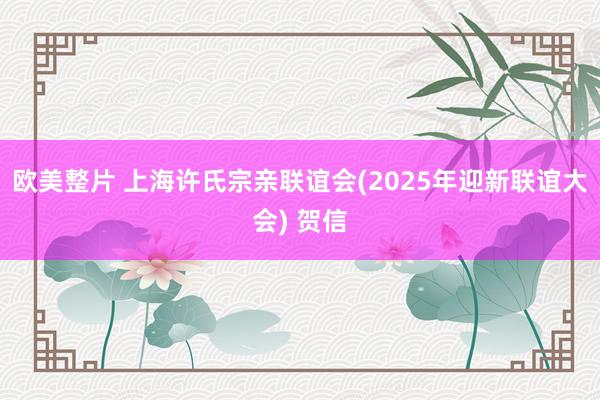 欧美整片 上海许氏宗亲联谊会(2025年迎新联谊大会) 贺信