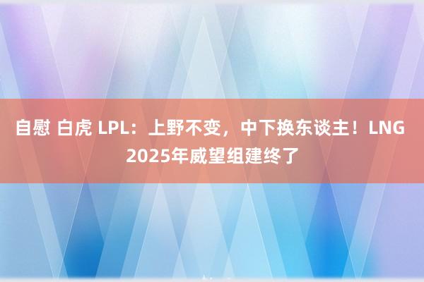 自慰 白虎 LPL：上野不变，中下换东谈主！LNG 2025年威望组建终了