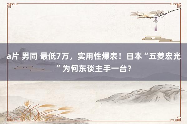 a片 男同 最低7万，实用性爆表！日本“五菱宏光”为何东谈主手一台？