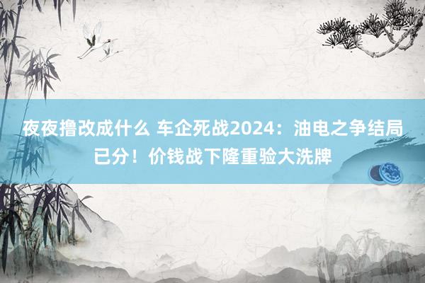 夜夜撸改成什么 车企死战2024：油电之争结局已分！价钱战下隆重验大洗牌