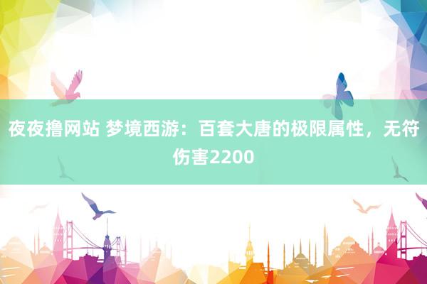 夜夜撸网站 梦境西游：百套大唐的极限属性，无符伤害2200