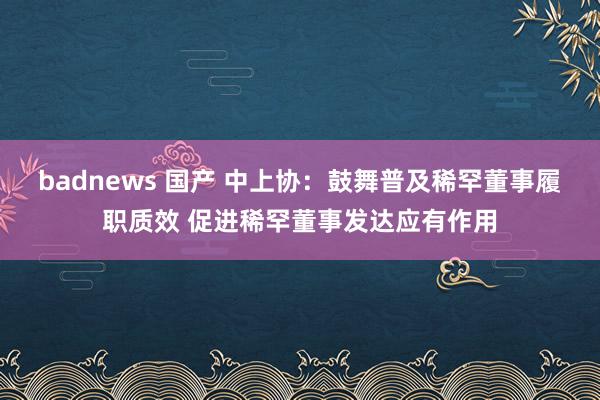 badnews 国产 中上协：鼓舞普及稀罕董事履职质效 促进稀罕董事发达应有作用