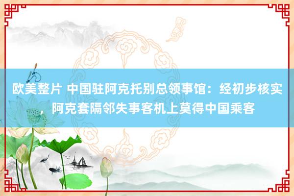 欧美整片 中国驻阿克托别总领事馆：经初步核实，阿克套隔邻失事客机上莫得中国乘客