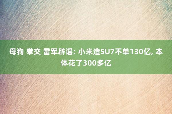 母狗 拳交 雷军辟谣: 小米造SU7不单130亿， 本体花了300多亿