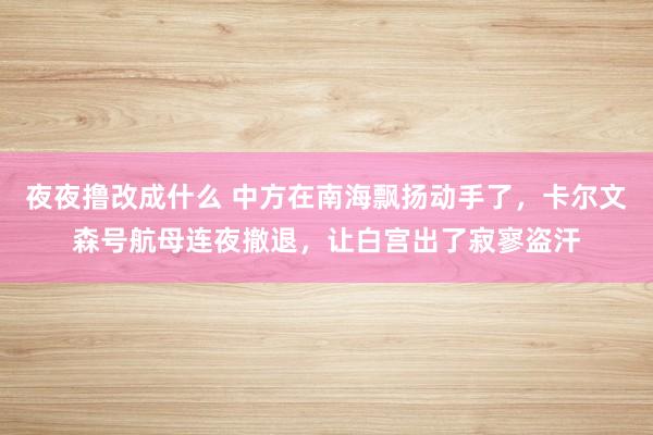 夜夜撸改成什么 中方在南海飘扬动手了，卡尔文森号航母连夜撤退，让白宫出了寂寥盗汗