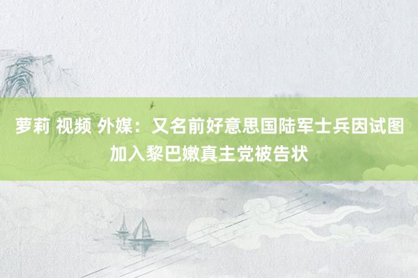 萝莉 视频 外媒：又名前好意思国陆军士兵因试图加入黎巴嫩真主党被告状