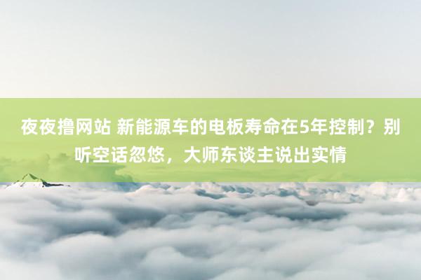 夜夜撸网站 新能源车的电板寿命在5年控制？别听空话忽悠，大师东谈主说出实情