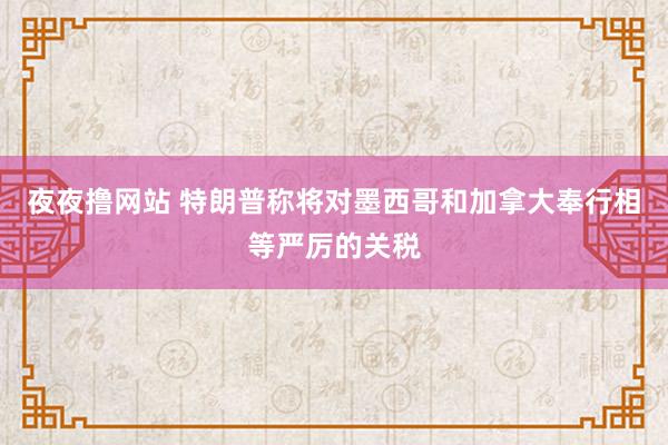 夜夜撸网站 特朗普称将对墨西哥和加拿大奉行相等严厉的关税