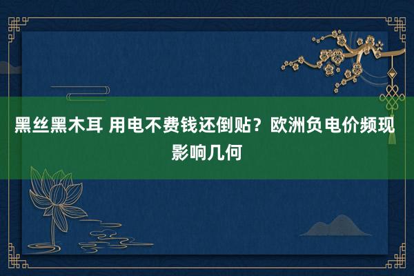 黑丝黑木耳 用电不费钱还倒贴？欧洲负电价频现 影响几何