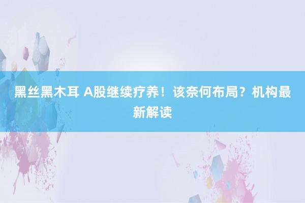 黑丝黑木耳 A股继续疗养！该奈何布局？机构最新解读