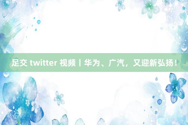 足交 twitter 视频丨华为、广汽，又迎新弘扬！