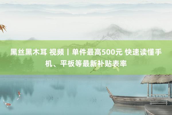 黑丝黑木耳 视频丨单件最高500元 快速读懂手机、平板等最新补贴表率