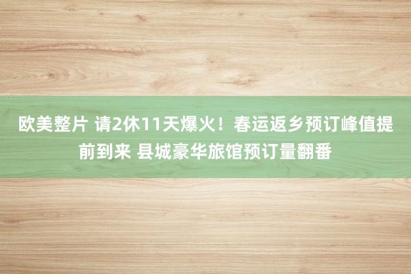 欧美整片 请2休11天爆火！春运返乡预订峰值提前到来 县城豪华旅馆预订量翻番