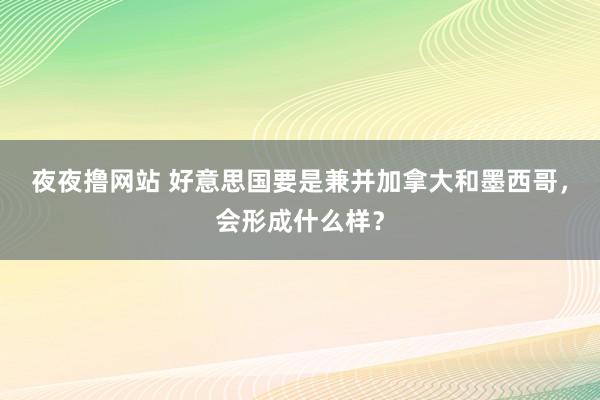 夜夜撸网站 好意思国要是兼并加拿大和墨西哥，会形成什么样？